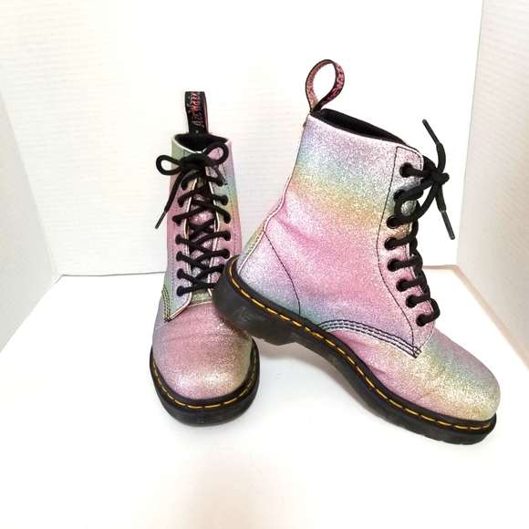 Dr. Martens 1460 Glitter Rainbow Boots. Size: 6. - Picture 3 of 15